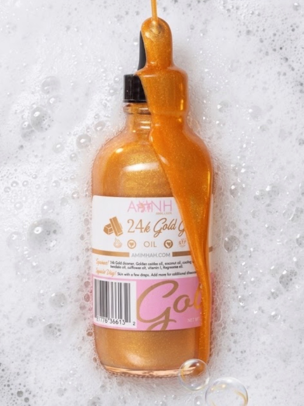 Aminnah 24K Gold Glow Body Oil Moisturizing Formula with Coconut, Vanilla & More